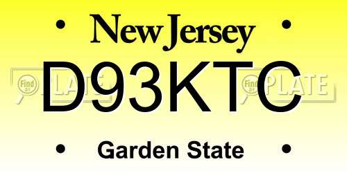 D93KTC New Jersey License Plate