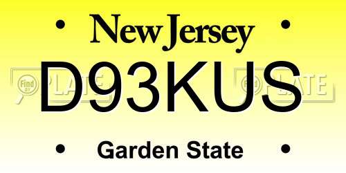 D93KUS New Jersey License Plate