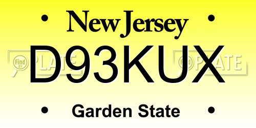 D93KUX New Jersey License Plate
