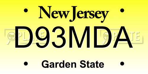 D93MDA New Jersey License Plate