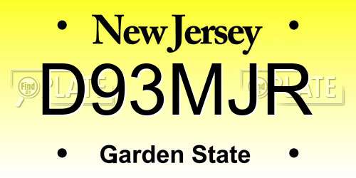 D93MJR New Jersey License Plate