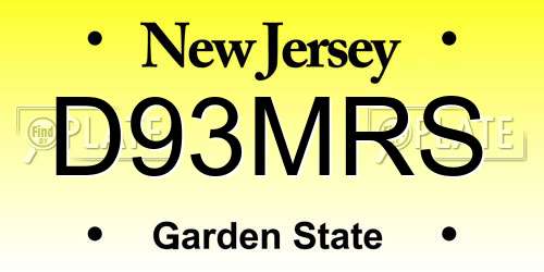D93MRS New Jersey License Plate