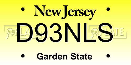 D93NLS New Jersey License Plate