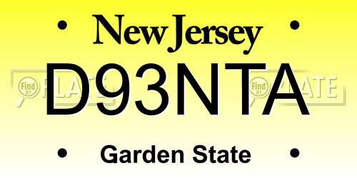 D93NTA New Jersey License Plate