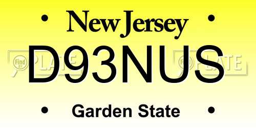 D93NUS New Jersey License Plate