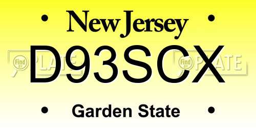D93SCX New Jersey License Plate