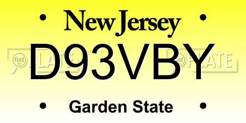 D93VBY New Jersey License Plate