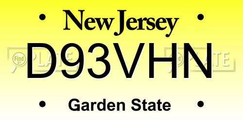 D93VHN New Jersey License Plate