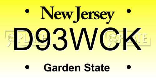 D93WCK New Jersey License Plate