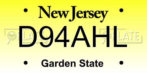 D94AHL New Jersey License Plate