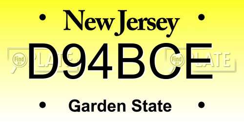 D94BCE New Jersey License Plate