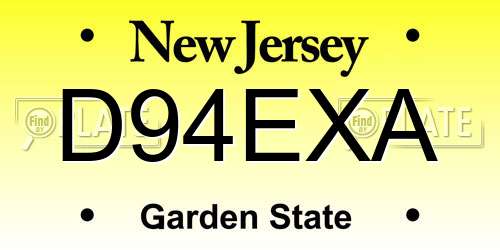 D94EXA New Jersey License Plate
