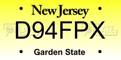 D94FPX New Jersey License Plate
