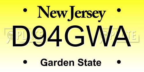 D94GWA New Jersey License Plate