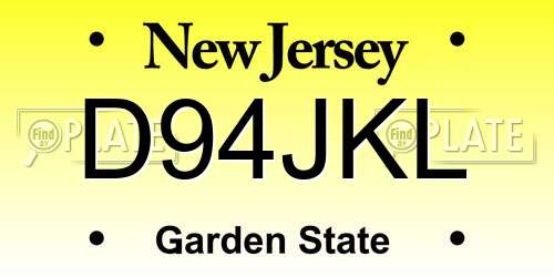 D94JKL New Jersey License Plate
