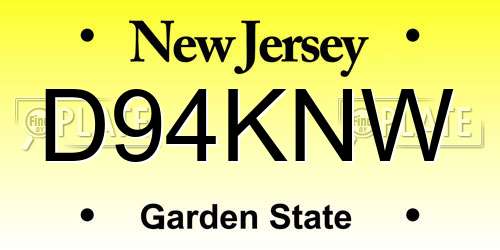 D94KNW New Jersey License Plate