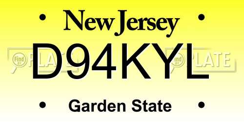 D94KYL New Jersey License Plate