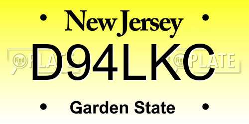 D94LKC New Jersey License Plate