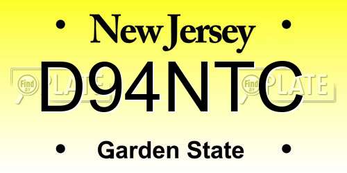 D94NTC New Jersey License Plate