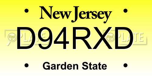 D94RXD New Jersey License Plate