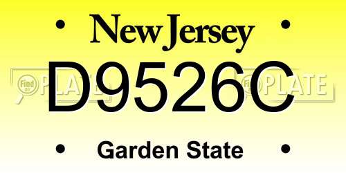 D9526C New Jersey License Plate