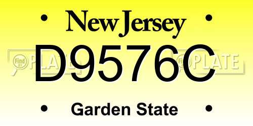 D9576C New Jersey License Plate