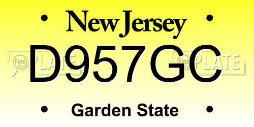 D957GC New Jersey License Plate
