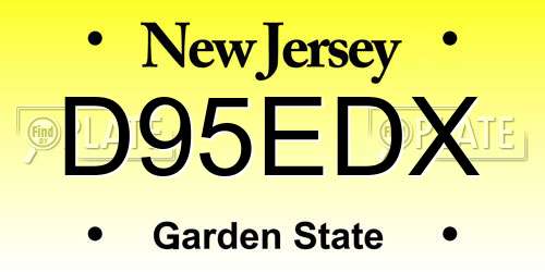D95EDX New Jersey License Plate