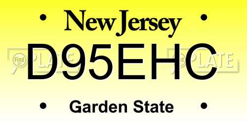 D95EHC New Jersey License Plate