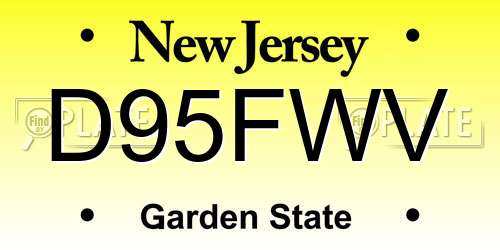 D95FWV New Jersey License Plate