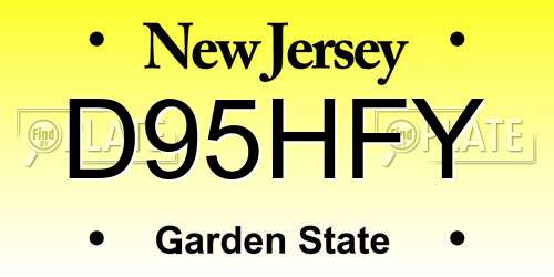 D95HFY New Jersey License Plate