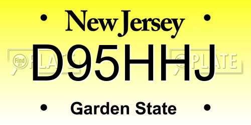 D95HHJ New Jersey License Plate
