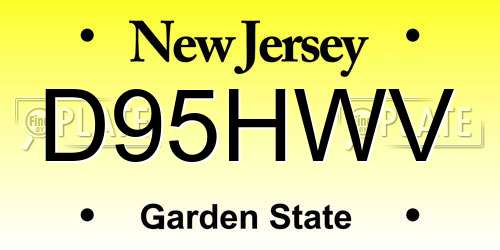 D95HWV New Jersey License Plate