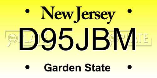 D95JBM New Jersey License Plate
