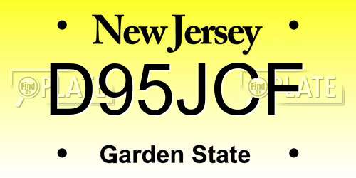 D95JCF New Jersey License Plate