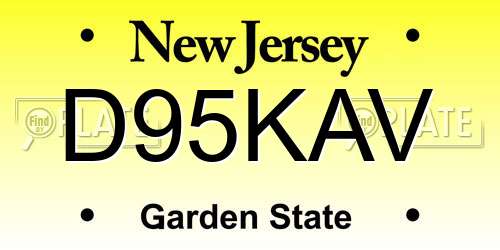 D95KAV New Jersey License Plate