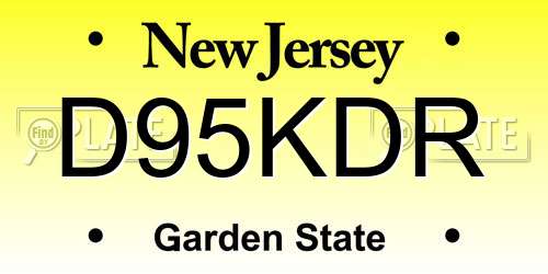 D95KDR New Jersey License Plate