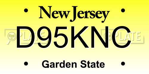 D95KNC New Jersey License Plate