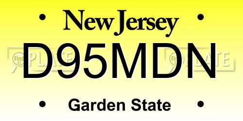 D95MDN New Jersey License Plate