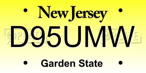 D95UMW New Jersey License Plate