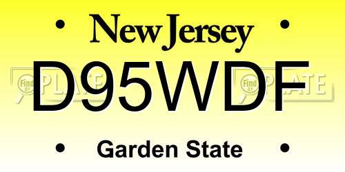D95WDF New Jersey License Plate