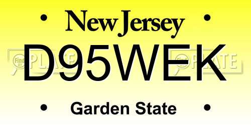 D95WEK New Jersey License Plate