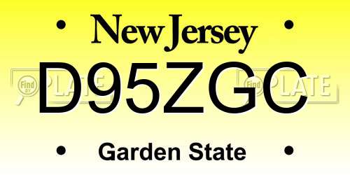 D95ZGC New Jersey License Plate