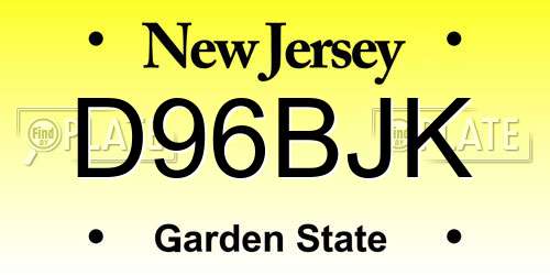 D96BJK New Jersey License Plate