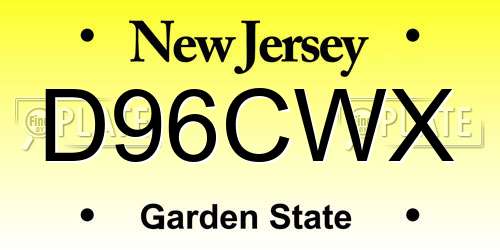 D96CWX New Jersey License Plate