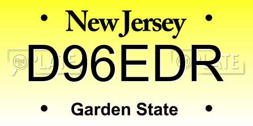 D96EDR New Jersey License Plate