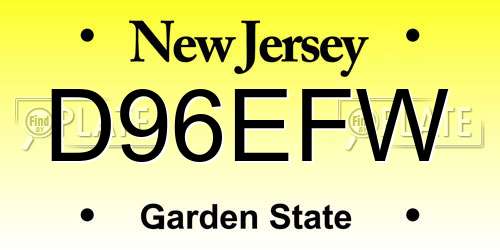D96EFW New Jersey License Plate