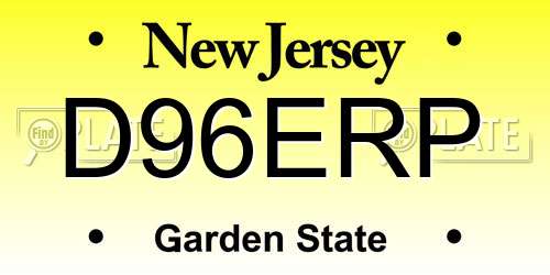 D96ERP New Jersey License Plate