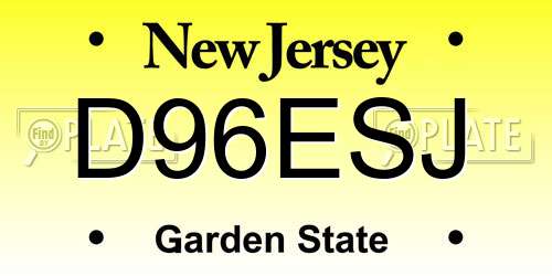 D96ESJ New Jersey License Plate