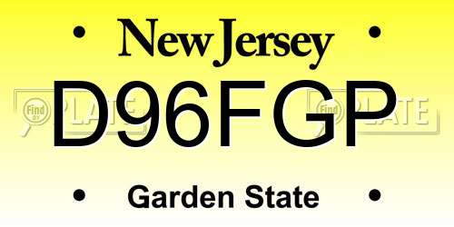 D96FGP New Jersey License Plate